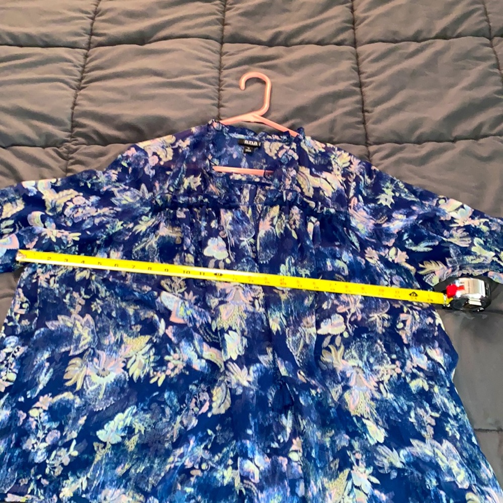 ANA - A New Approach - Womens Pullover Blouse - Size 1X - Blue Floral Print - Picture 3 of 7